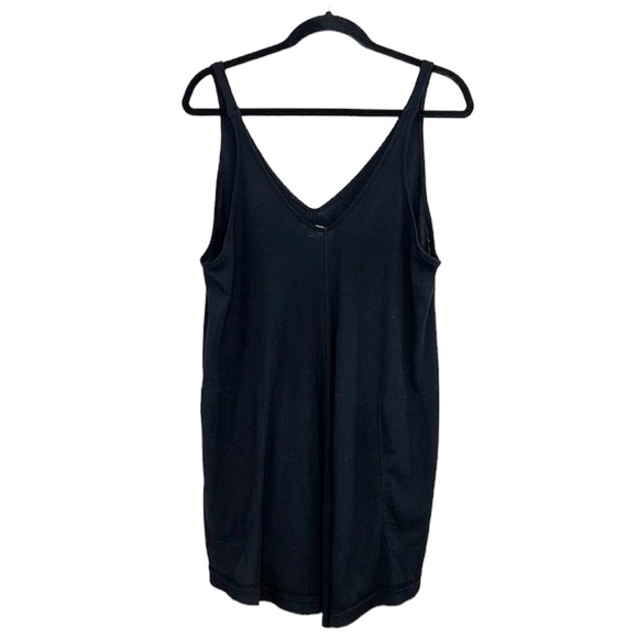 Free People Beach Ribbed Double V Neck Black Tank dress tunic size XS - Picture 1 of 12